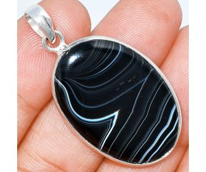 Black Botswana Agate Pendant SDP153623 P-1001, 21x32 mm