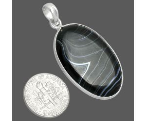 Black Botswana Agate Pendant SDP153623 P-1001, 21x32 mm