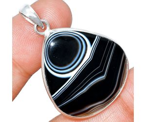 Black Botswana Agate Pendant SDP153635 P-1001, 26x28 mm