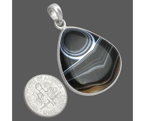 Black Botswana Agate Pendant SDP153635 P-1001, 26x28 mm