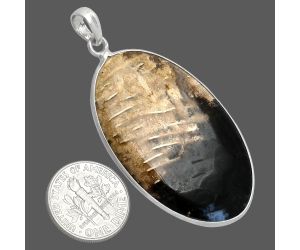 Black Root Plume Agate Pendant SDP153637 P-1001, 27x43 mm