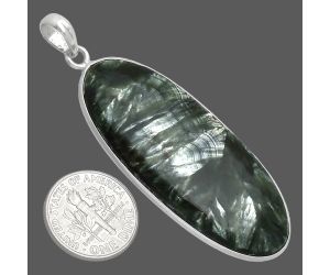 Russian Seraphinite Pendant SDP153651 P-1001, 20x49 mm