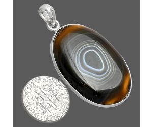 Black Botswana Agate Pendant SDP153672 P-1001, 24x34 mm