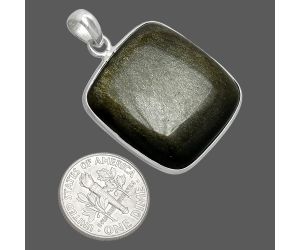 Silver Obsidian Pendant SDP153684 P-1001, 26x26 mm