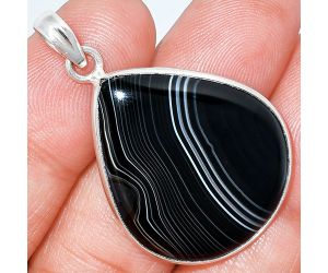 Black Botswana Agate Pendant SDP153694 P-1001, 24x29 mm