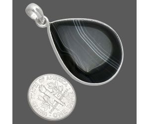 Black Botswana Agate Pendant SDP153694 P-1001, 24x29 mm