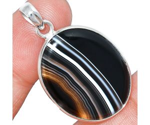 Black Botswana Agate Pendant SDP153700 P-1001, 22x28 mm