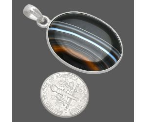 Black Botswana Agate Pendant SDP153700 P-1001, 22x28 mm