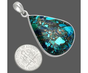 Multi Copper Turquoise Pendant SDP153710 P-1001, 26x32 mm