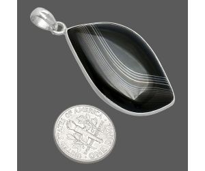 Black Botswana Agate Pendant SDP153718 P-1001, 22x35 mm