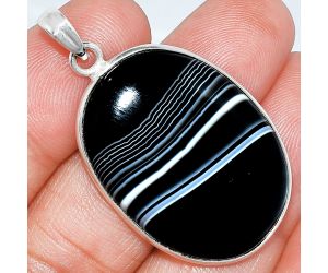 Black Botswana Agate Pendant SDP153738 P-1001, 23x32 mm