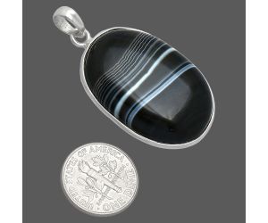 Black Botswana Agate Pendant SDP153738 P-1001, 23x32 mm