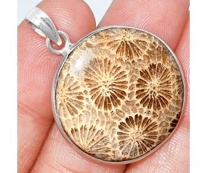 Flower Fossil Coral Pendant SDP153749 P-1001, 27x27 mm