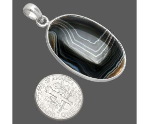 Black Botswana Agate Pendant SDP153751 P-1001, 21x31 mm