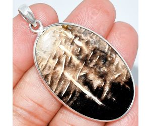 Black Root Plume Agate Pendant SDP153761 P-1001, 26x41 mm