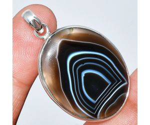 Black Botswana Agate Pendant SDP153765 P-1001, 24x31 mm