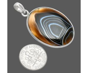 Black Botswana Agate Pendant SDP153765 P-1001, 24x31 mm