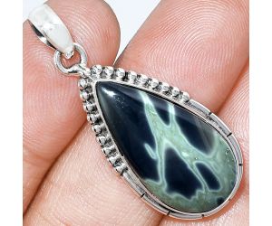 Spider Web Obsidian Pendant SDP153776 P-1058, 13x26 mm