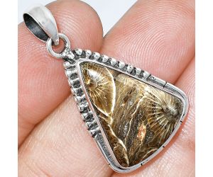 Flower Fossil Coral Pendant SDP153789 P-1058, 17x21 mm