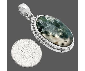 Horse Canyon Moss Agate Pendant SDP153840 P-1058, 15x24 mm