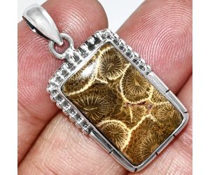 Flower Fossil Coral Pendant SDP153863 P-1058, 13x21 mm