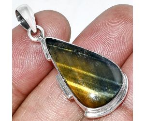 Blue Tiger Eye Pendant SDP153915 P-1072, 14x25 mm