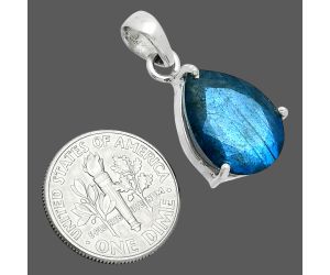 Faceted Blue Labradorite Pendant SDP153999 P-1013, 12x16 mm