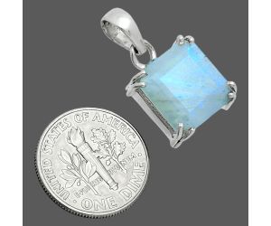 Faceted Rainbow Moonstone Pendant SDP157083 P-1013, 12x12 mm