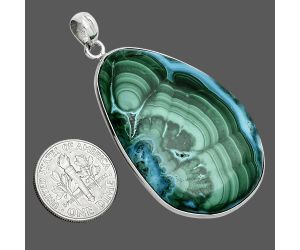 Azurite In Malachite Pendant SDP157225 P-1001, 28x41 mm