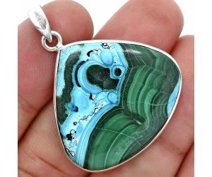 Azurite In Malachite Pendant SDP157228 P-1001, 27x31 mm