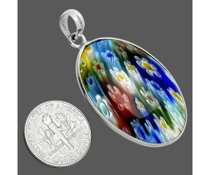 Millefiori Murano Glass Pendant SDP157254 P-1001, 22x33 mm