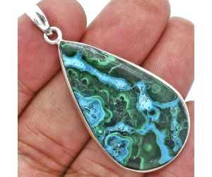 Azurite In Malachite Pendant SDP157329 P-1001, 22x39 mm