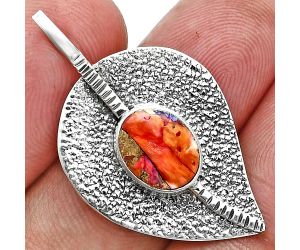 Kingman Orange Dahlia Turquoise Pendant SDP157387 P-1218, 8x10 mm