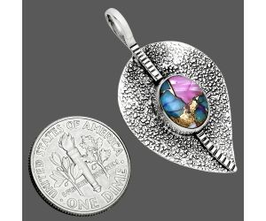 Kingman Pink Dahlia Turquoise Pendant SDP157405 P-1218, 8x10 mm