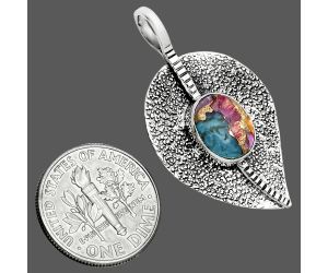 Kingman Pink Dahlia Turquoise Pendant SDP157418 P-1218, 8x10 mm