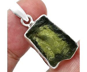 Genuine Czech Moldavite Rough Pendant SDP157438 P-1001, 14x19 mm