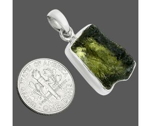 Genuine Czech Moldavite Rough Pendant SDP157438 P-1001, 14x19 mm