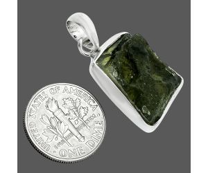 Genuine Czech Moldavite Rough Pendant SDP157441 P-1001, 13x19 mm