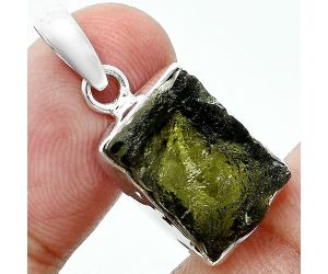 Genuine Czech Moldavite Rough Pendant SDP157442 P-1001, 11x16 mm