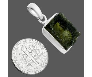 Genuine Czech Moldavite Rough Pendant SDP157442 P-1001, 11x16 mm