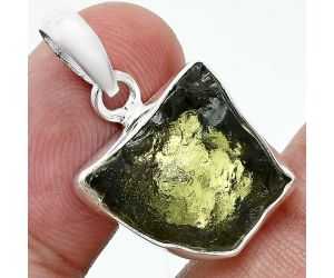 Genuine Czech Moldavite Rough Pendant SDP157443 P-1001, 15x16 mm