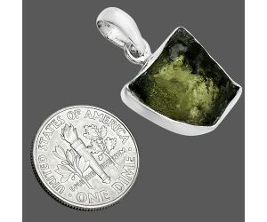 Genuine Czech Moldavite Rough Pendant SDP157443 P-1001, 15x16 mm