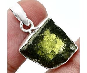 Genuine Czech Moldavite Rough Pendant SDP157447 P-1001, 15x15 mm