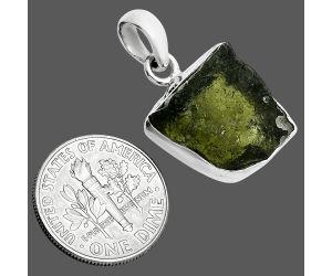 Genuine Czech Moldavite Rough Pendant SDP157447 P-1001, 15x15 mm