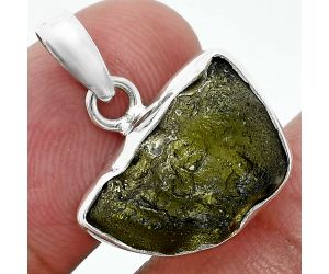 Genuine Czech Moldavite Rough Pendant SDP157450 P-1001, 12x18 mm