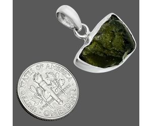 Genuine Czech Moldavite Rough Pendant SDP157450 P-1001, 12x18 mm