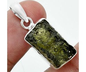 Genuine Czech Moldavite Rough Pendant SDP157451 P-1001, 10x18 mm