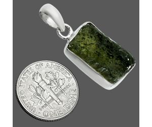 Genuine Czech Moldavite Rough Pendant SDP157451 P-1001, 10x18 mm