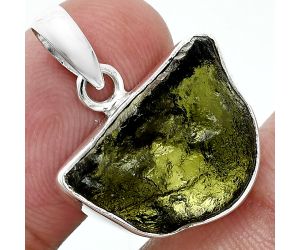 Genuine Czech Moldavite Rough Pendant SDP157453 P-1001, 14x19 mm