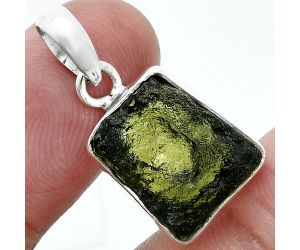 Genuine Czech Moldavite Rough Pendant SDP157454 P-1001, 12x15 mm